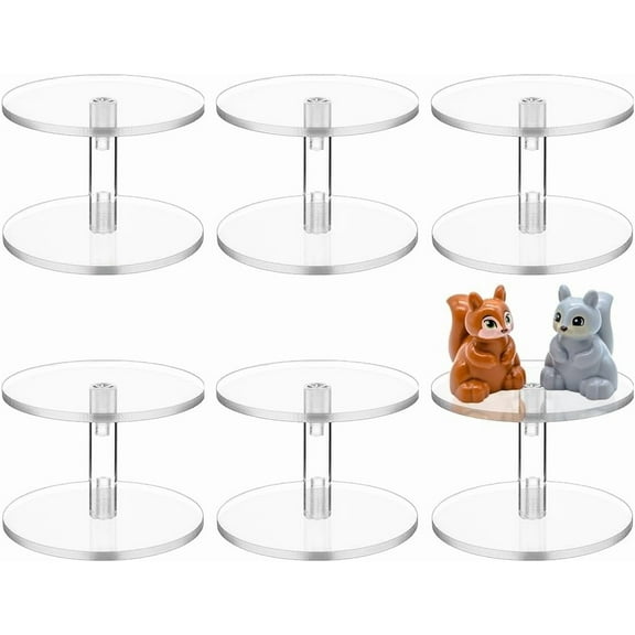 6pcs Round Transparent Acrylic Minifigure Display Stands Model Display Riser for Figures Makeup Clear Finished Product: 7x5.15cm