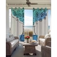 thumbnail image 6 of Teal Blue Science Kitchen Curtains Funny Cartoon Artwork Wood Grain Cafe Short Curtains for Bathroom Blackout Window Curtain Grommet Small Window Treatment Drapes for Bedroom Living Room 52"x45"x2, 6 of 9