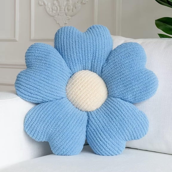 COOKCOK Flower Pillow, 15.7" Flower Shaped Throw Pillow, Daisy Plush Floor Pillow Seat Cushion Cute Aesthetic Decorative Throw Pillows for Bed Home Sofa Chair Couch Decor, Green