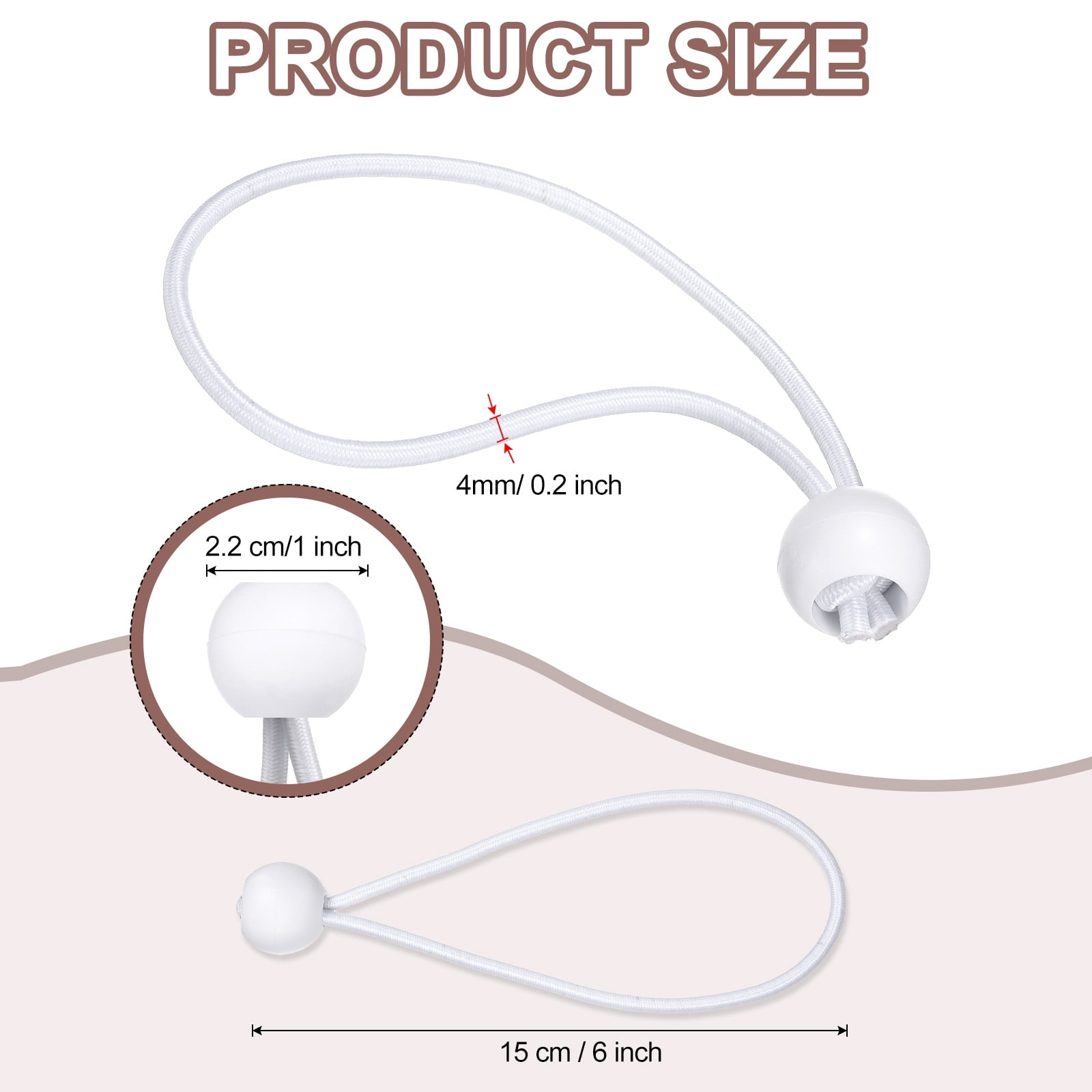 6 Inch Balls Bungee Cords, 60 Pcs Bungee Cords with Balls Elastic Tarp Tie Downs for Tents