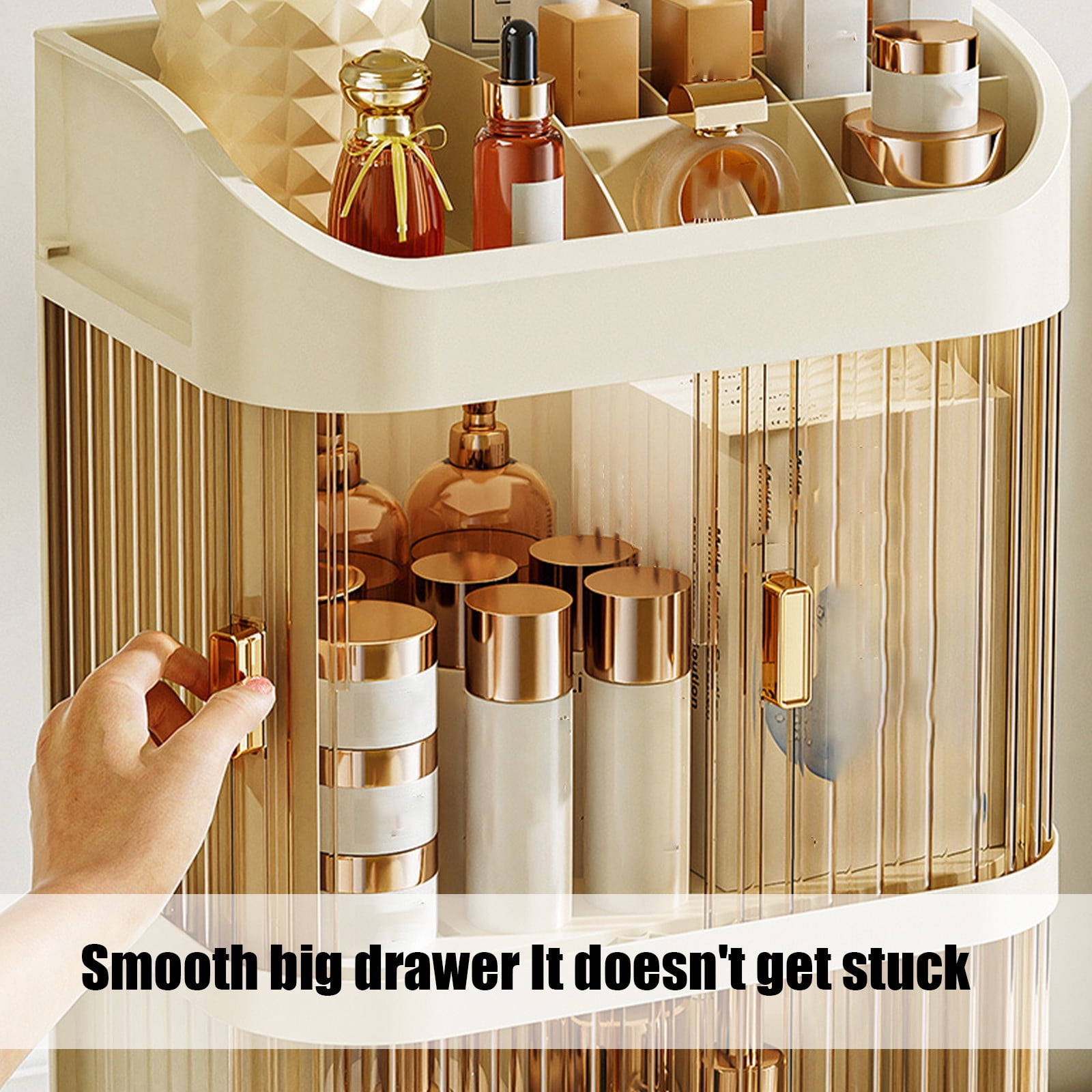 Fwttom Makeup Organizer, Desk Organizer with Drawer & Compartment, Desk Organizers And Accessories for Home Desktop Tool Stationery Beauty & Personal Care Items