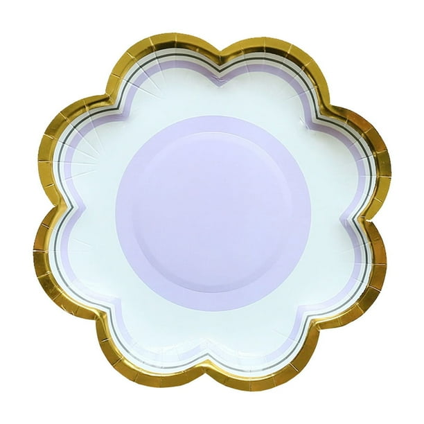 Yhmxh Utensilios de cocina Platos para pastel con forma de pétalo, platos para picnic, platos de papel desechables para exteriores, vajilla gruesa, platos de papel, platos de fruta.