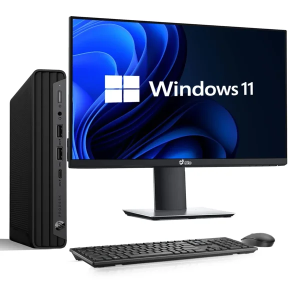Restored HP EliteDesk 800 G6 Mini Desktop PC Intel Quad-Core i5-10500T 10th Gen. 16GB Ram, 512GB NVMe SSD, 24 inch Monitor, Built-in WiFi, Windows 11 Pro (Refurbished)