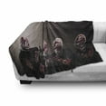 thumbnail image 3 of Wizard Soft Flannel Fleece Throw Blanket, Bloody Faces with Bandage of Screaming Zombie Looks Scary Spooky Dark Art Pattern, Cozy Plush for Indoor and Outdoor Use, 70" x 90", Black, by Ambesonne, 3 of 6