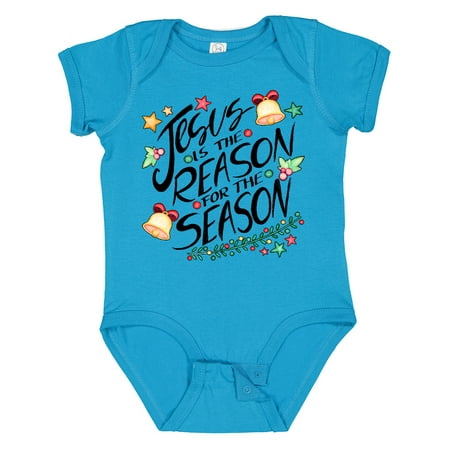 

Inktastic Jesus is the Reason for the Season Christmas Bells and Stars Gift Baby Boy or Baby Girl Bodysuit