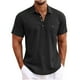 thumbnail image 1 of Blusa y camisa de manga corta con cuello vuelto para hombre, blusa informal de verano con solapa y botones de color liso, blusa para hombre, 1 of 5