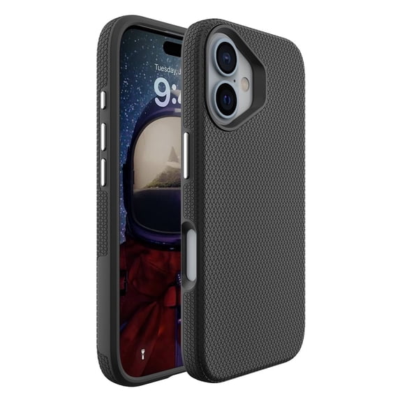 Entronix Protective Case Compatible with iPhone 16, Anti-Slip Hard Cover, Black