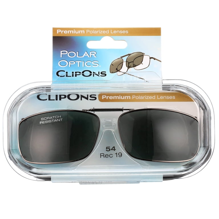 Polar Optics Flip-Ups Rectangle Clip-On Sunglasses, Gray photo 1