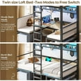 thumbnail image 4 of Twin Over Twin Metal Bunk Bed with Desk, Twin Size Loft Bed with Led Lights and Charging Station, Safety Guard and Stair, Convertible Metal Bunk Bed, Black, 4 of 10