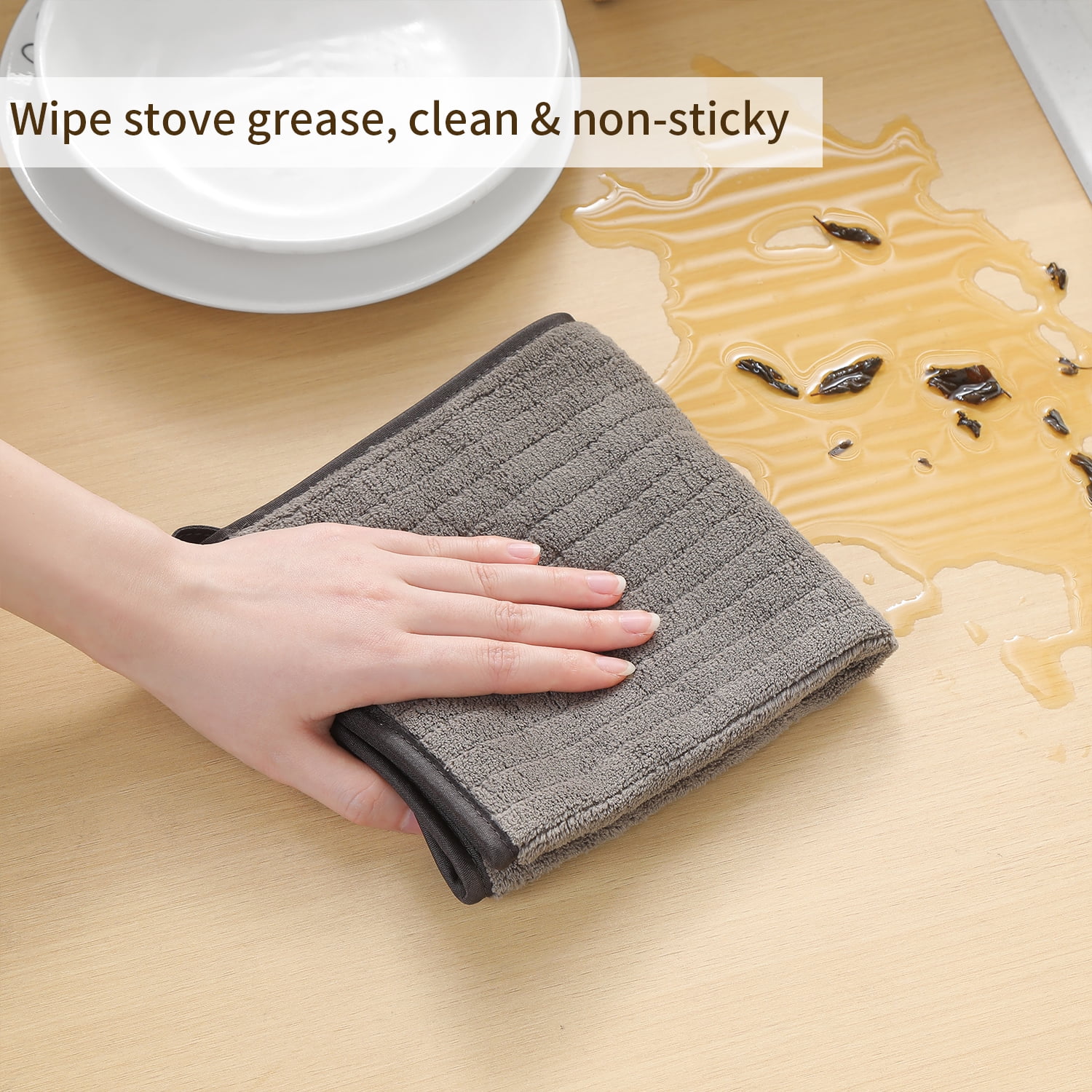 Jessy Home 6 Pack Brown Stripe Washcloths for Bathroom 13x13 Inch Ultra Soft Hand Face Towels