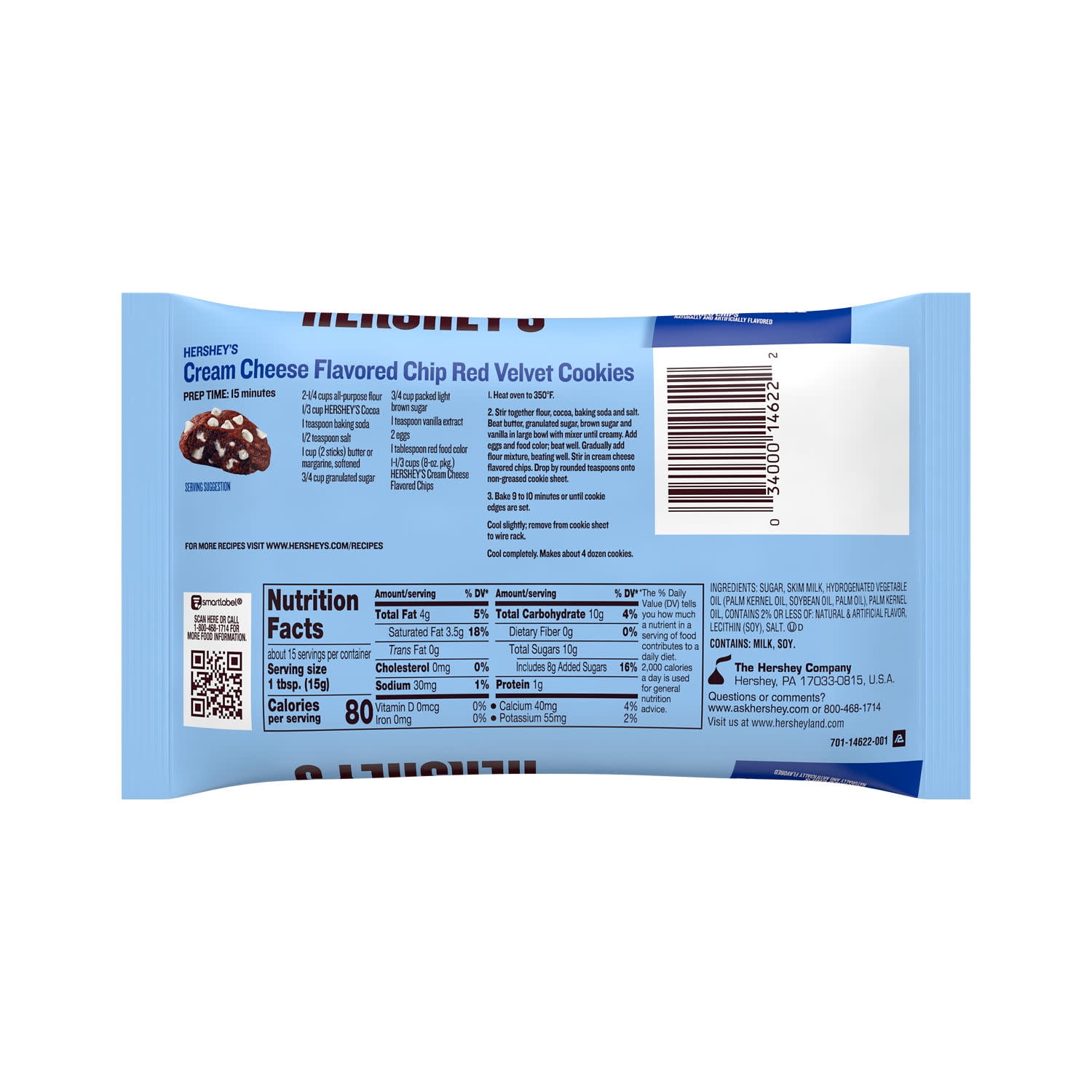 Hershey's Cream Cheese Flavored Baking Chips, Bag 8 oz