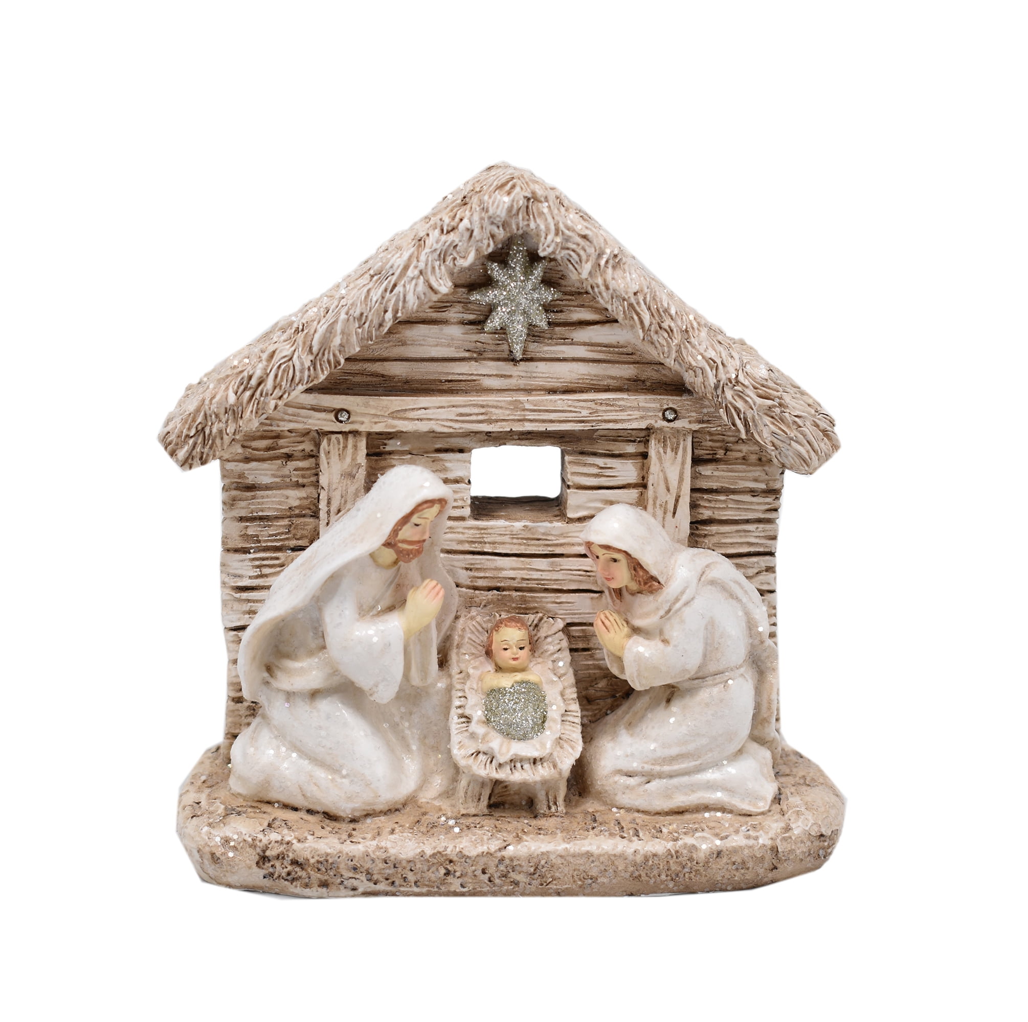 Holiday Time 5.11" resin Nativity scene with Joseph, Mary and baby Jesus, Nativity Scene