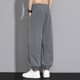 thumbnail image 4 of QSXADF Men's Casual Jogger Pants Loose Drawstring Pants Tapered Ankle Length Joggers Ice Silk Drawstring Elastic Waist Summer Light Mens Casual Trousers, 4 of 6
