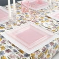thumbnail image 2 of EcoQuality 13" inch Disposable Square Translucent Pink Plastic Plates with Gold Rim, China Like Party Plates, Heavy Duty Charger Plate, Dinner, Weddings, Baby Showers, Catering, Non Toxic (36), 2 of 3