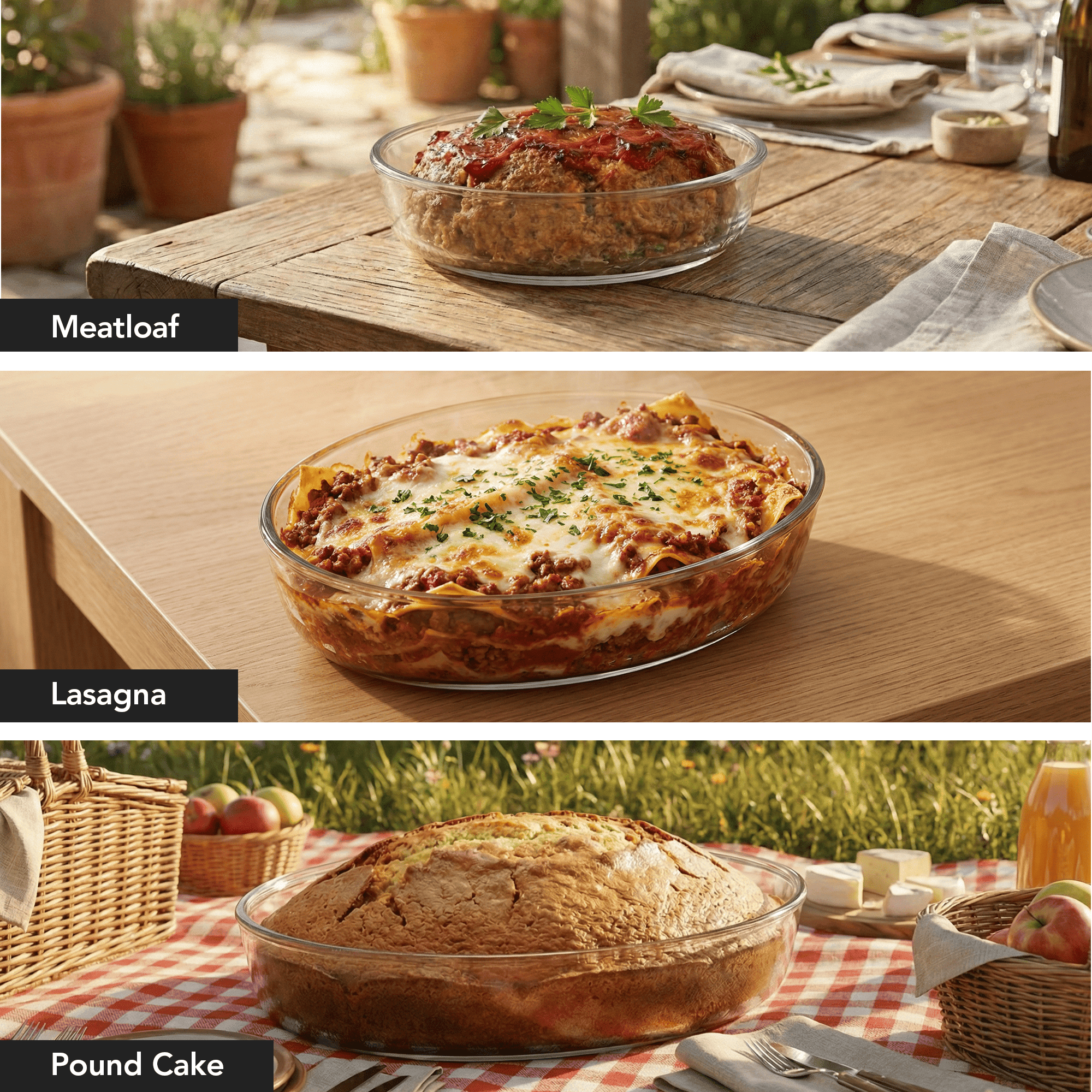 OVENTE Glass Baking Dish Set, 3-Piece Value Pack Oval Bakeware 0.7L/1.6L/2.4L, Oven, Microwave & Dishwasher Safe, Perfect for Lasagna Casserole, Deserts, Food Prep, Serving & Reheating, Clear GBD33