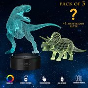 3D Night Light Dinosaur Toys llusion Lamp for Kids 3D Lamp 16 Color Nursery Light Brthday Chritmas for kids Trex Tyrannosaurus Triceratops Mysterious Dino Fans 3 Packs