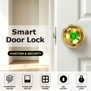 Upgrade Luxe Gold Biometric Door Knob Smart Lock Fingerprint & Key & App Control