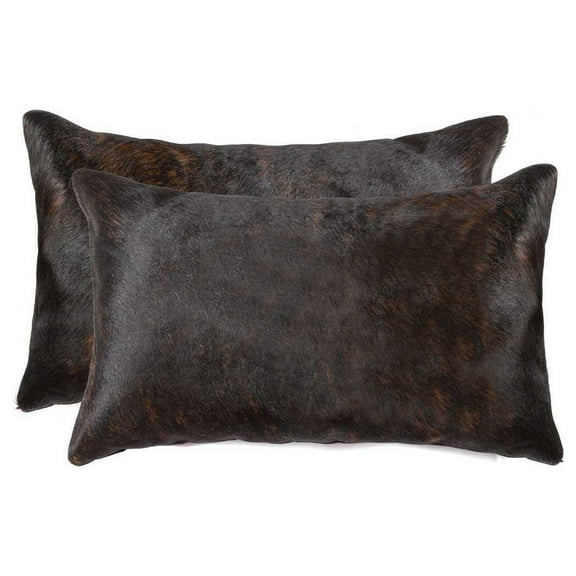 12" x 20" x 5" Chocolate Cowhide  Pillow 2 Pack