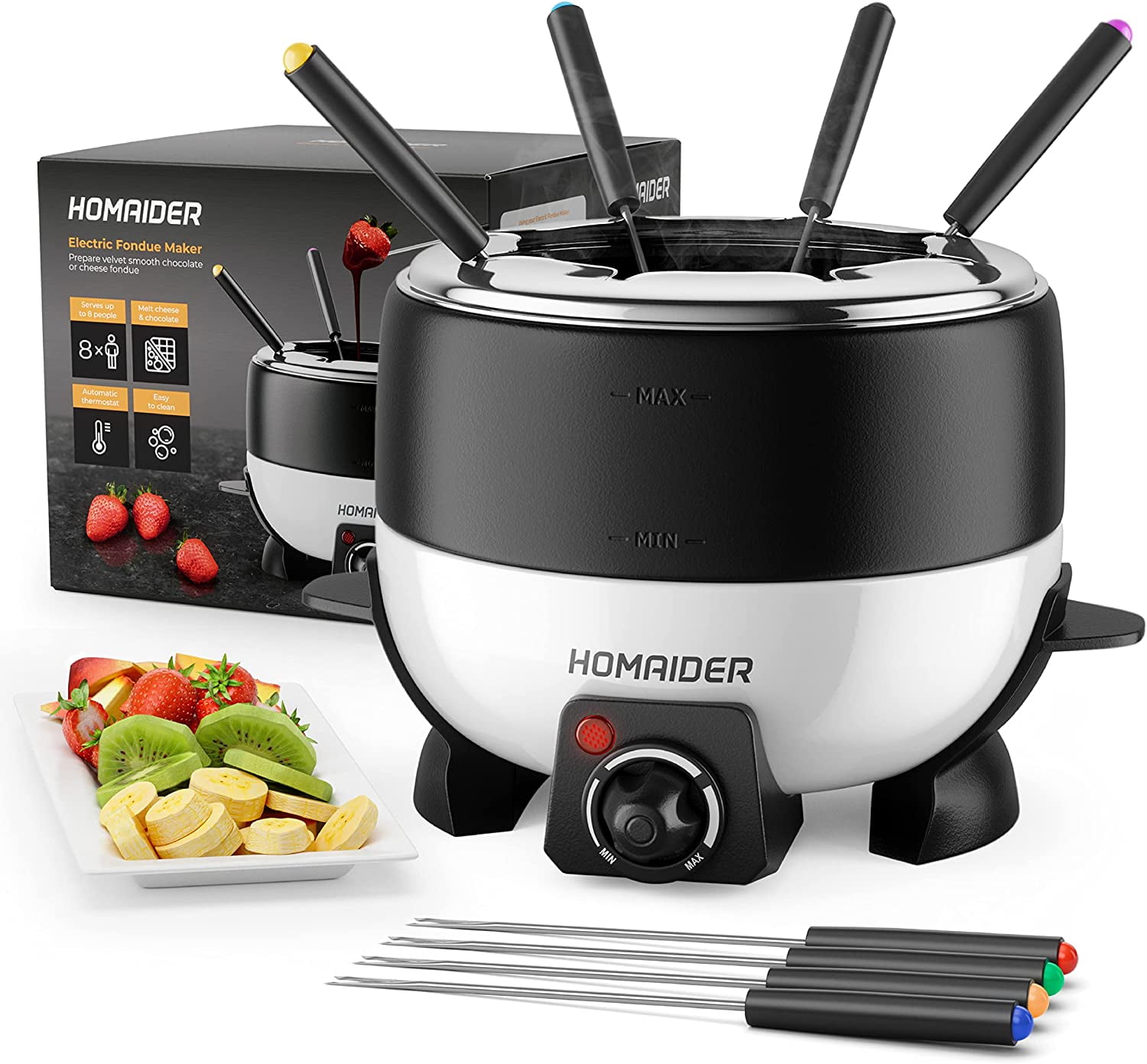 echoer Electric Fondue Pot for Chocolate and Cheese Fondue Set