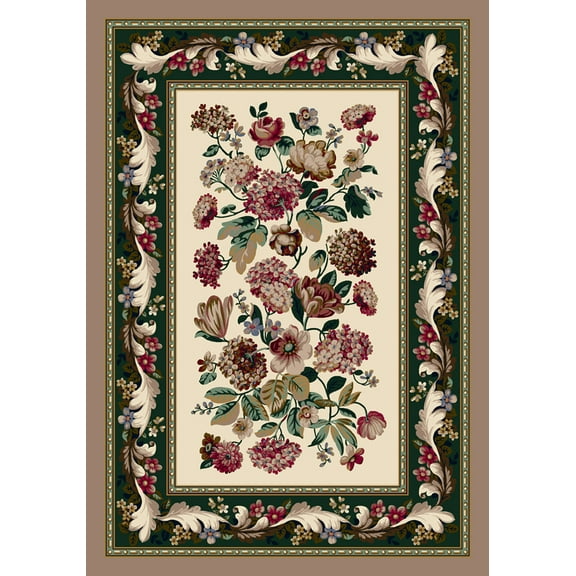 Milliken Ivory Floral Area Rug Chelsea Opal Sandstone - Aprx 5' 4" x 7' 8"