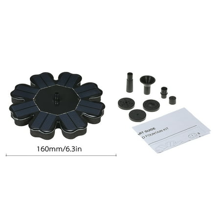 Anself Solar Powered Fountain 8V 1.6W Solar Panel Water Floating Fountain Brushless Water Pump Kit for Bird Bath Pond Garden