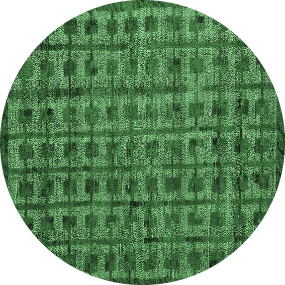 Ahgly Company Indoor Round Abstract Emerald Green Modern Area Rugs, 8' Round
