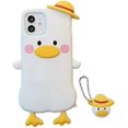thumbnail image 1 of Phone Case for iPhone Xs Max, Creative Cute Funny Wearing Hat Pink Face White Duck with Legs Cover, Soft TPU Silicon Rubber Shockproof Case Full Body, 1 of 4
