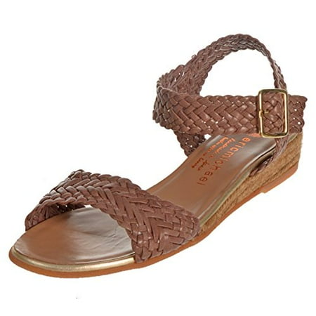 Brown Espadrille - Eric Michael Lexi Woven Brown Leather Espadrille Comfort Sandal, 39 EU (US Women 8.5-9)