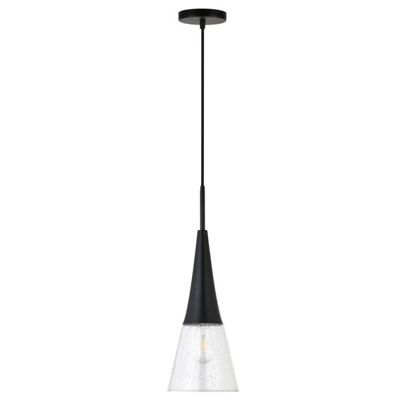 Evelyn&Zoe Modern/Contemporary 7" Wide Blackened Bronze Pendant