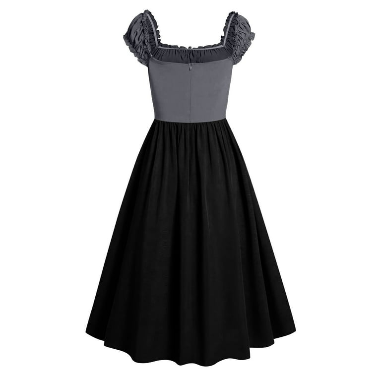 FYEGRE Ladies' Tight Corset Dress Cottage Dress with Pockets Seeveless Mid  Length Summer Dress for and Themed Events Dark Green XL