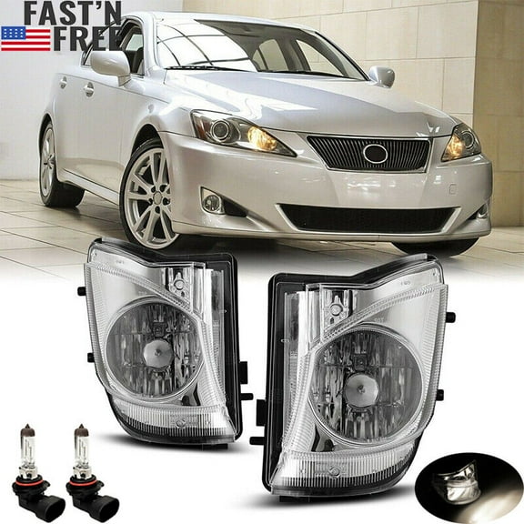 Fog Lights for 2006-2010 Lexus IS250 IS350 Clear Lens Bumper Lamp HB4 Bulbs Pair