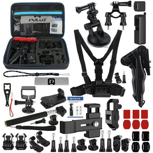 El kit de accesorios PULUZ 43 en 1 incluye correa para el pecho / soporte para ventosa / soporte para trípode de agarre / soporte para manillar y más para DJi Osmo Pocket con estuche de EVA PULUZ PULUZ Kit de herramientas de cámara