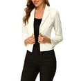 thumbnail image 5 of DARING DIVA Women's Button Front Velvet Blazer Lapel Crop Suit Jacket M Beige, 5 of 6