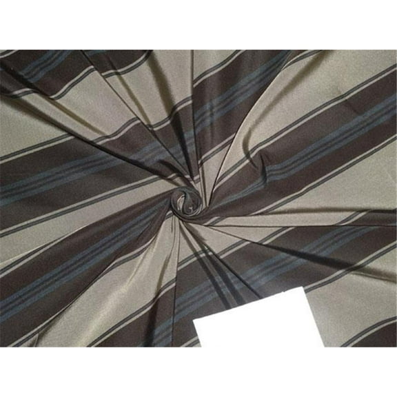 100% Silk Taffeta Fabric GREY/BLACK/BLUE COLOR stripes 54" wide Taf#S137