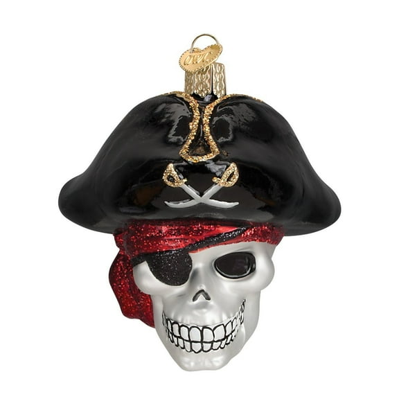 Old World Christmas Jolly Roger Pirate Skull Glass Ornament 24160 New