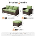 thumbnail image 2 of Vcatnet Outdoor Patio Furniture Sets 5 Pieces All Weather High Back Sectional Sofa PE Rattan Wicker Conversation Set with Ottoman for Porch,Backyard,Green, 2 of 8