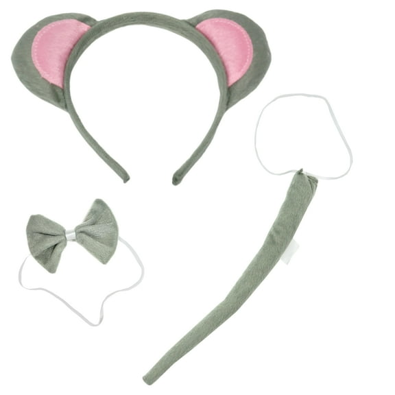 4E's Novelty 3 Pcs Mouse Costume Kit, Ears Headband, Tail & Bowtie for Halloween