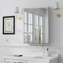 MAYEERTY 26"x20" Iron Rectangular Bathroom Mirror Cabinet, Black