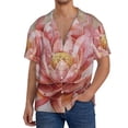 thumbnail image 7 of Lsque Pink Lotus print Men's Cuban Collar Short Sleeve Shirt Summer Beachwear Casual Button Down Fashionable Vacation Leisure Shirt-4X-Large, 7 of 7