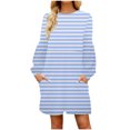 thumbnail image 2 of Qiopertar Vente de Liquidation Robe Mi-Mollet à Manches Courtes Col Rond Imprimé Mode pour Femmes Offres de la Semaine Moins de 5$, 2 of 5