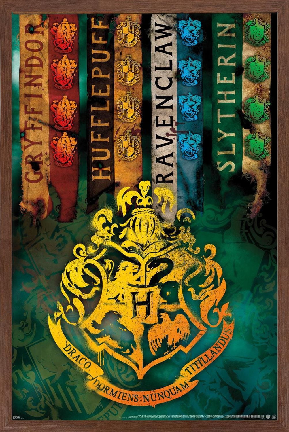 The Wizarding World: Harry Potter - House Crests Wall Poster, 14.725" x 22.375"