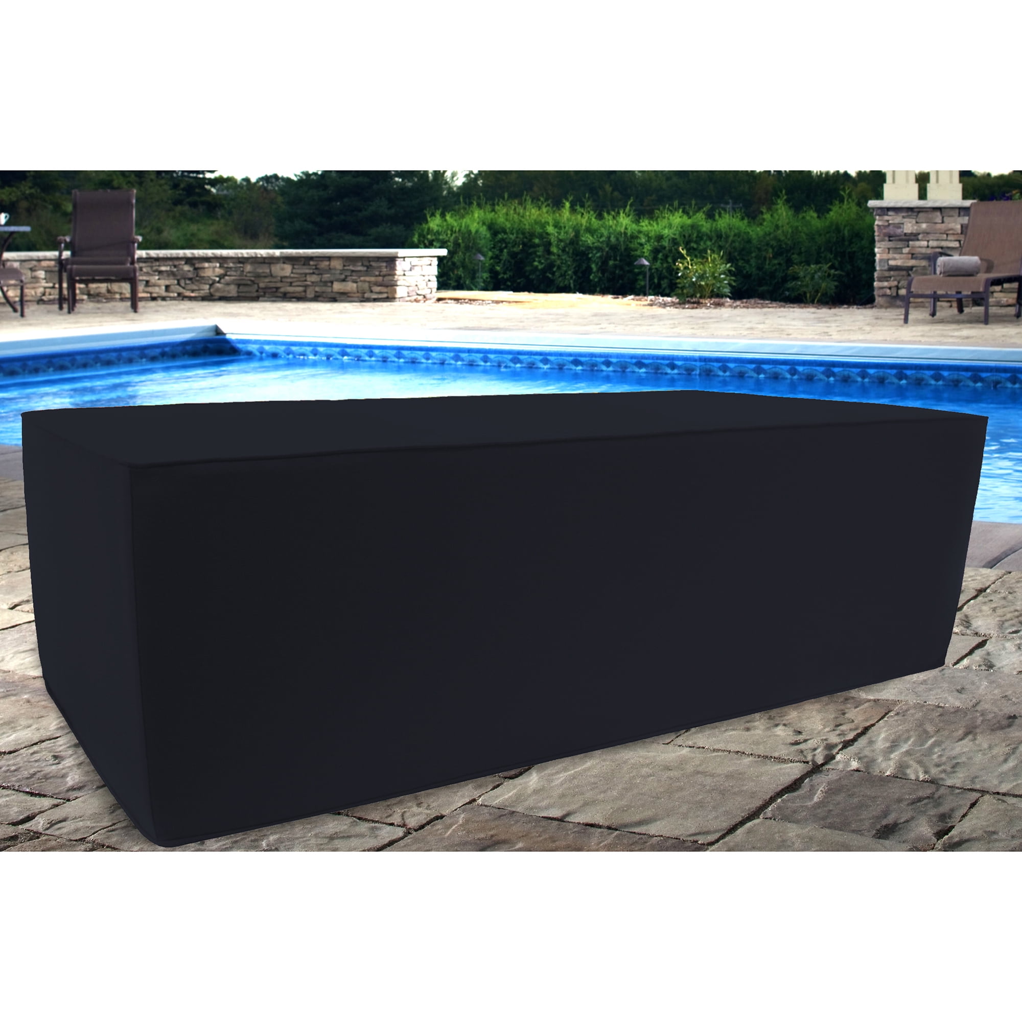 Jordan Manufacturing 50" x 25" Navy Solid Rectangular Outdoor Pouf Ottoman with Welt