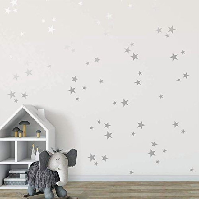 Surtido De Pegatinas De Vinilo Para Pared Con Forma De Estrella Plateada, 112 Piezas (Tamaños De 1,18 A 1,97 Pulgadas), Fáciles De Despegar Y Pegar, Perfectas Para La Decoración Del Dormitorio De La H