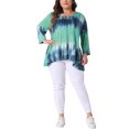 thumbnail image 2 of Agnes Orinda V Neck Plus Size Tops for Women Elbow 3/4 Sleeve Loose Fit Casual Blouse Tee Top Tie Dye T Shirts Trendy, 2 of 6
