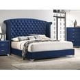 thumbnail image 2 of Pemberly Row California King Wingback Velvet Upholstered Bed Pacific Blue, 2 of 5