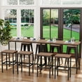 thumbnail image 4 of Aklaus Bar Table and Chairs Set 44" Dining Table Set Pub Bar Table with 2 Stools 3-Piece Kitchen Breakfast Table Set for Living Room Dining Room Sturdy Metal FrameBrown, 4 of 16
