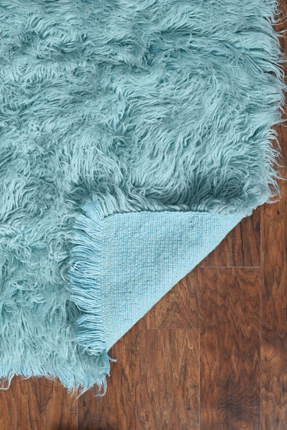 New Flokati 1400gr 2'4" x 4'8" Accent Rug, Pastel Blue