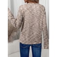 thumbnail image 3 of Camisa Dokotoo de manga larga con cuello en V, punto gofrado para mujer, color albaricoque, 3 of 4