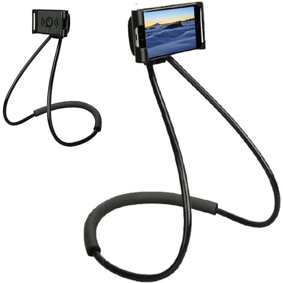 Lazy Gooseneck Cell Phone Holder, Universal Mobile Phone Stand, Lazy Bracket, 360 Rotating Free Neck Phone Holder, DIY Flexible Mount Stand with Multiple Function (Black)