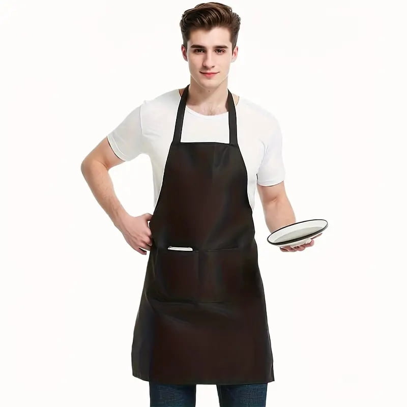5PCS Waterproof Apron Set Black Aprons with Large Pockets Unisex Work Apron for Kitchen BBQ Restaurant Salon